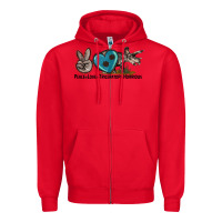 Red peace love triceratops horridus Zipper Hoodie - LillyAllenDesigns