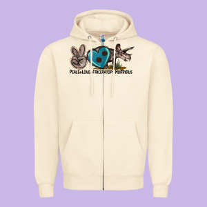 Peace Love Triceratops Horridus Zipper Hoodie Designed By Lillyallendesigns