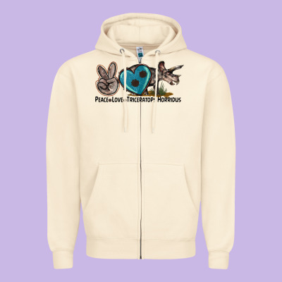 Peace Love Triceratops Horridus Zipper Hoodie Designed By Lillyallendesigns