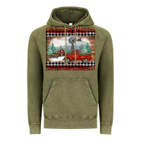 Vintage Olive Christmas farm and truck Vintage Hoodie - RanaPortraitStore