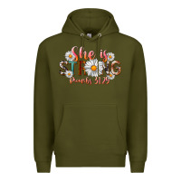Army Green Western She Is Strong Premium Hoodie - LillyAllenDesigns
