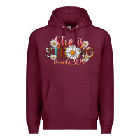 Burgundy Western She Is Strong Premium Hoodie - LillyAllenDesigns