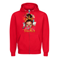 Red art teacher messy bun Zipper Hoodie - NancyCooperArtShop