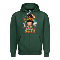 Sports Green art teacher messy bun Zipper Hoodie - NancyCooperArtShop