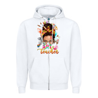 White art teacher messy bun Zipper Hoodie - NancyCooperArtShop
