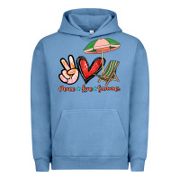 Pigment Pebble Blue Peace love summer Urban Hoodie - NancyCooperArtShop