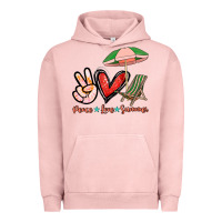 Pigment Salmon Peace love summer Urban Hoodie - NancyCooperArtShop