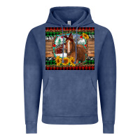Vintage Denim christmas farm and horse Vintage Hoodie - RanaPortraitStore