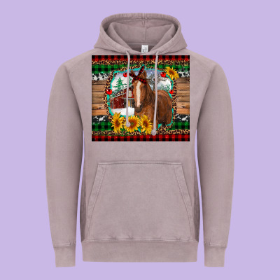 Christmas Farm And Horse Vintage Hoodie Designed By Ranaportraitstore