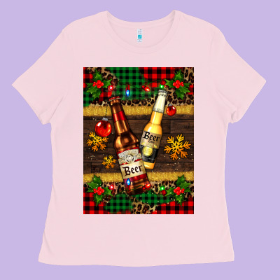 Snow And Beer Bottles Ladies Tee Designed By Adodesignshop