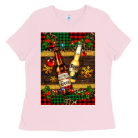 Bubblegum Pink snow and beer bottles Ladies Tee - AdoDesignShop