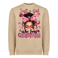 Mushroom just a girl who loves pink christmas messy bun Heavyweight Sweatshirt - texasbilliewilder
