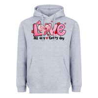 Heather Grey love all day every day Heavyweight Hoodie - MaliasSmallBusiness