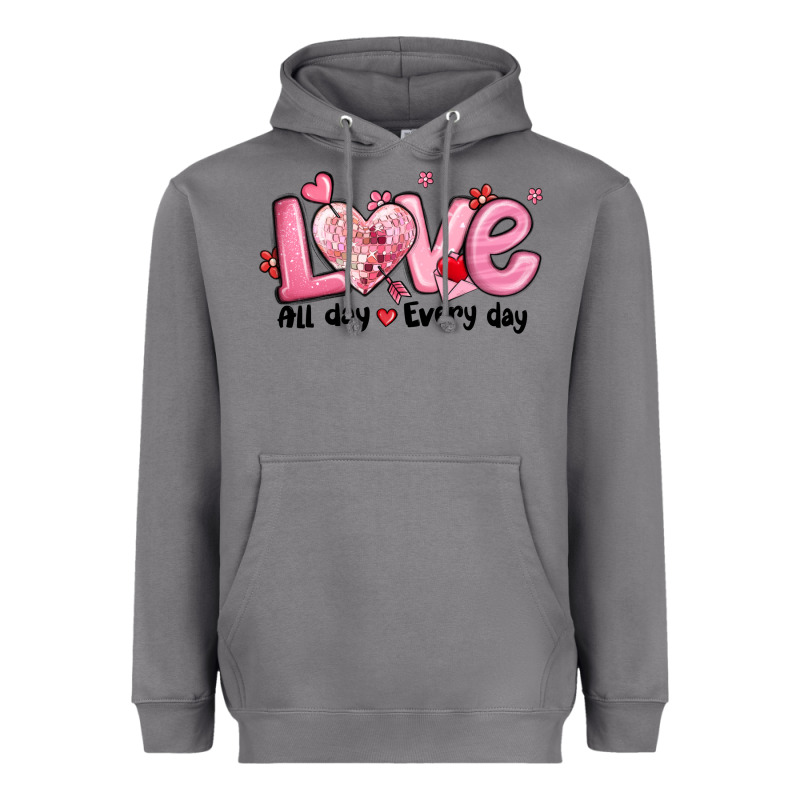 Love All Day Every Day Heavyweight Hoodie by MaliasSmallBusiness | Teevron