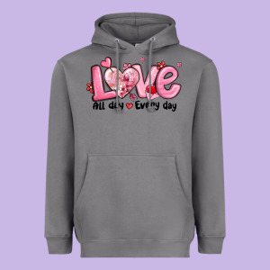 Love All Day Every Day Heavyweight Hoodie Designed By Maliassmallbusiness