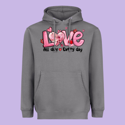 Love All Day Every Day Heavyweight Hoodie Designed By Maliassmallbusiness