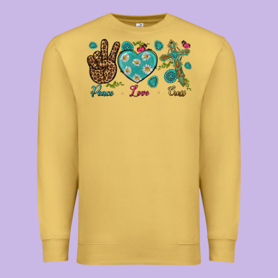 Peace Love Cross Premium Sweatshirt Designed By Nancycooperartshop