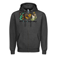 Charcoal Heather Peace Love Dorper Sheep Zipper Hoodie - LillyAllenDesigns