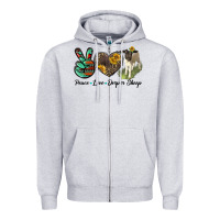 Heather Grey Peace Love Dorper Sheep Zipper Hoodie - LillyAllenDesigns