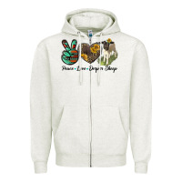 Oatmeal Heather Peace Love Dorper Sheep Zipper Hoodie - LillyAllenDesigns