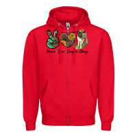 Red Peace Love Dorper Sheep Zipper Hoodie - LillyAllenDesigns