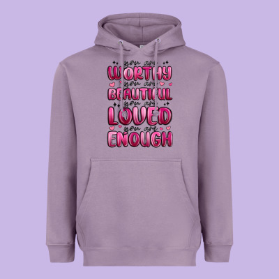 You Are Worthy You Are Beautiful Heavyweight Hoodie Designed By Maliassmallbusiness