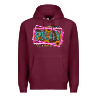 Burgundy Western Pray Religious Premium Hoodie - LillyAllenDesigns
