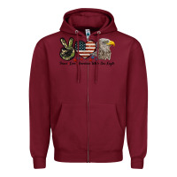 Burgundy Peace Love American White Sea Eagle Zipper Hoodie - LillyAllenDesigns