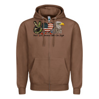Chestnut Peace Love American White Sea Eagle Zipper Hoodie - LillyAllenDesigns