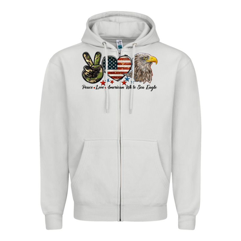 Peace Love American White Sea Eagle Zipper Hoodie by LillyAllenDesigns | Teevron