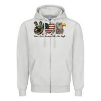 Dove Grey Peace Love American White Sea Eagle Zipper Hoodie - LillyAllenDesigns