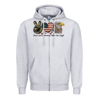 Heather Grey Peace Love American White Sea Eagle Zipper Hoodie - LillyAllenDesigns