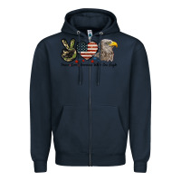 Navy Peace Love American White Sea Eagle Zipper Hoodie - LillyAllenDesigns