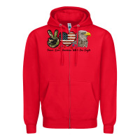 Red Peace Love American White Sea Eagle Zipper Hoodie - LillyAllenDesigns