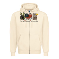 Sandshell Peace Love American White Sea Eagle Zipper Hoodie - LillyAllenDesigns
