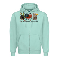 Seafoam Peace Love American White Sea Eagle Zipper Hoodie - LillyAllenDesigns
