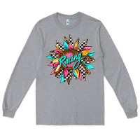 Heather Grey racing sunflower front Long Sleeve Tee - AdoDesignShop