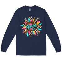 Navy racing sunflower front Long Sleeve Tee - AdoDesignShop