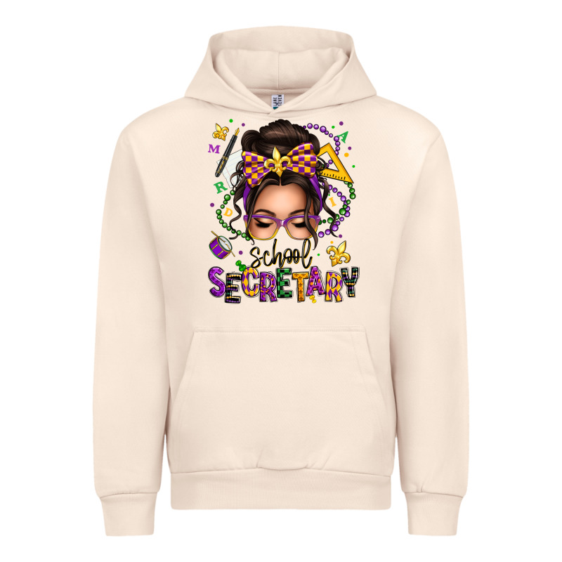 Mardi Gras School Secretary Caucasian Messy Bun Urban Hoodie by texasbilliewilder | Teevron