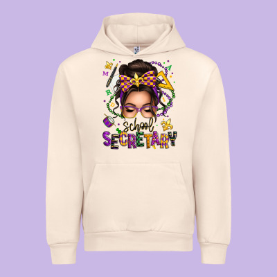 Mardi Gras School Secretary Caucasian Messy Bun Urban Hoodie Designed By Texasbilliewilder