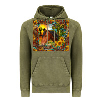 Vintage Olive western horse and sunflower Vintage Hoodie - RanaPortraitStore