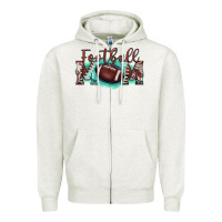 Oatmeal Heather football mom Zipper Hoodie - BarkalooDesign