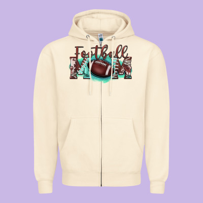 Football Mom Zipper Hoodie Designed By Barkaloodesign