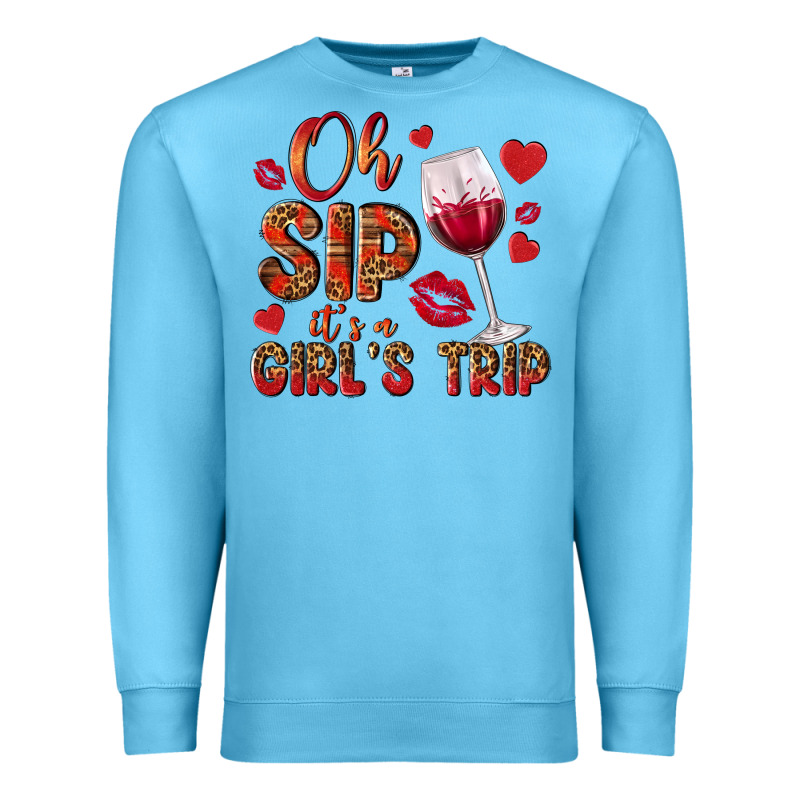 Oh Sip Its A Girls Trip Premium Sweatshirt by NancyCooperArtShop | Teevron