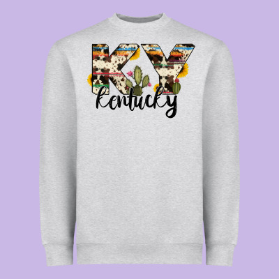 Kentucky State Cowhide Serape Cactus Heavyweight Sweatshirt Designed By Ranaportraitstore