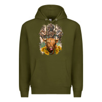 Army Green Western Heifer Cow with crosses Premium Hoodie - LillyAllenDesigns