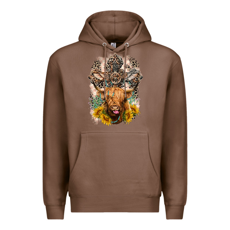 Western Heifer Cow With Crosses Premium Hoodie by LillyAllenDesigns | Teevron