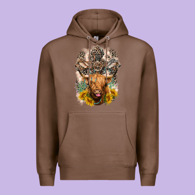Western Heifer Cow With Crosses Premium Hoodie Designed By Lillyallendesigns