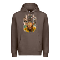 Coffee Western Heifer Cow with crosses Premium Hoodie - LillyAllenDesigns