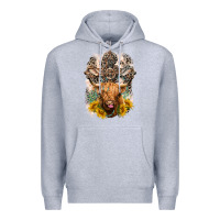 Heather Grey Western Heifer Cow with crosses Premium Hoodie - LillyAllenDesigns